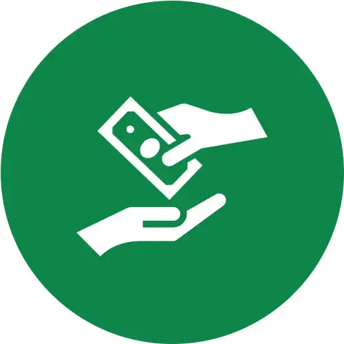 Piktogramm zweier H&auml;nde, die Geld &uuml;bergeben